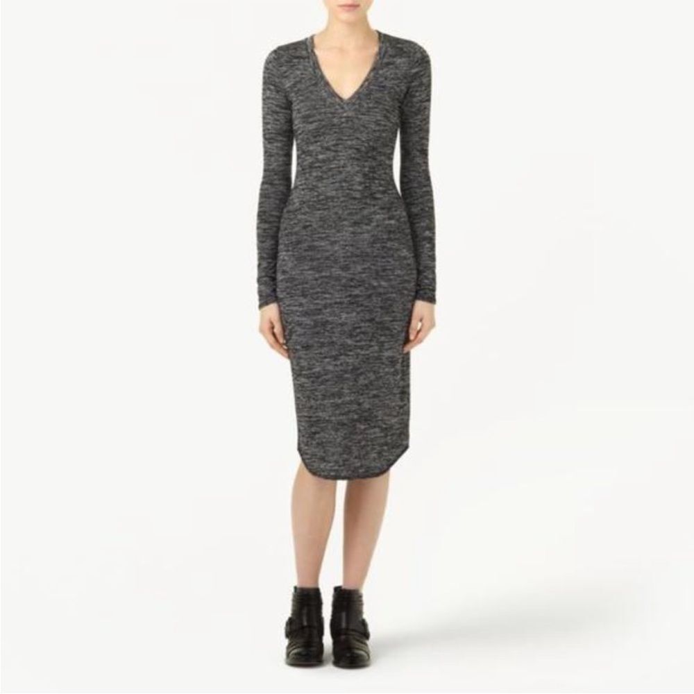 Aritzia Wilfred Free Lisiere Heathered Grey Bodycon Midi Sweater Dress L